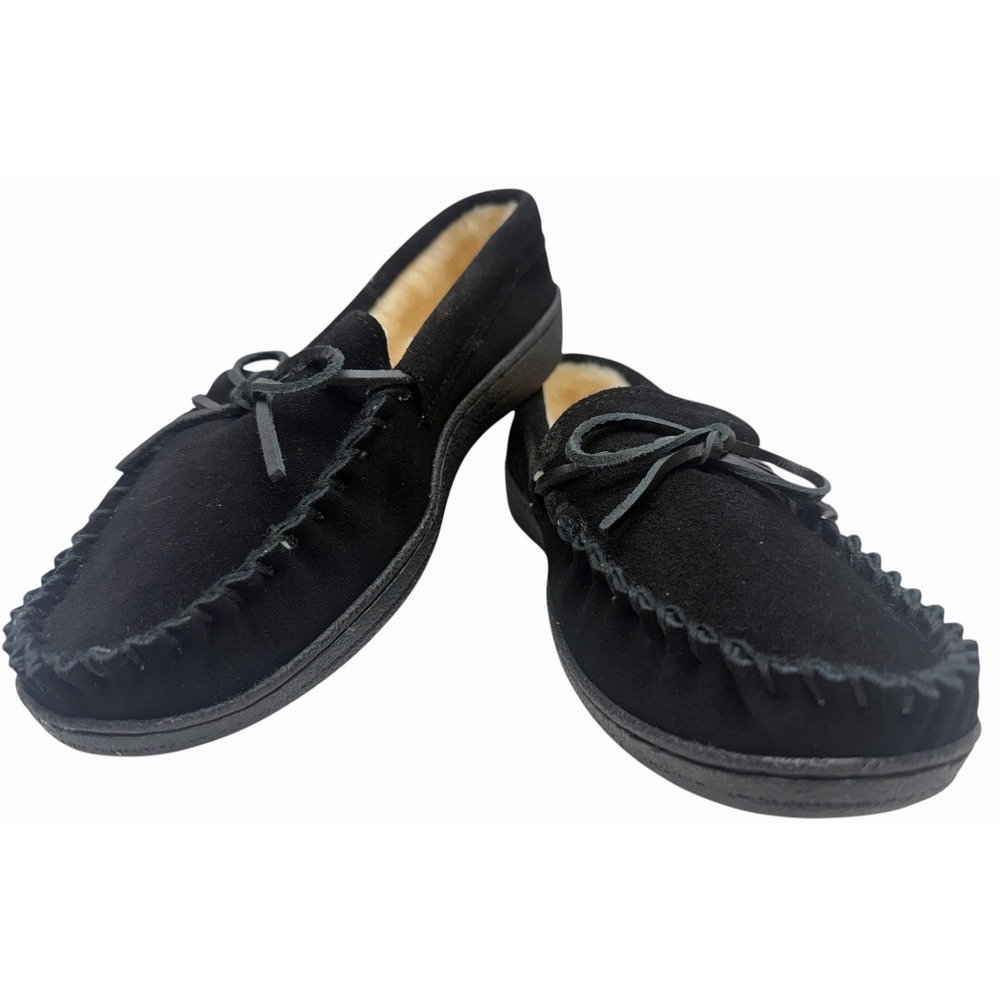 Alpine Swiss Sabine Women's Size 8 Black Moccasin Slippers Faux Shearling New